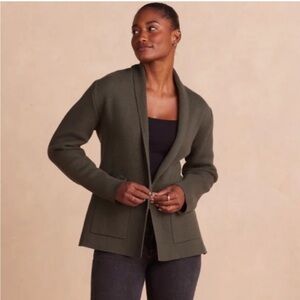 Summersalt Ribbed Sweater Blazer in Olive Green Sz XL